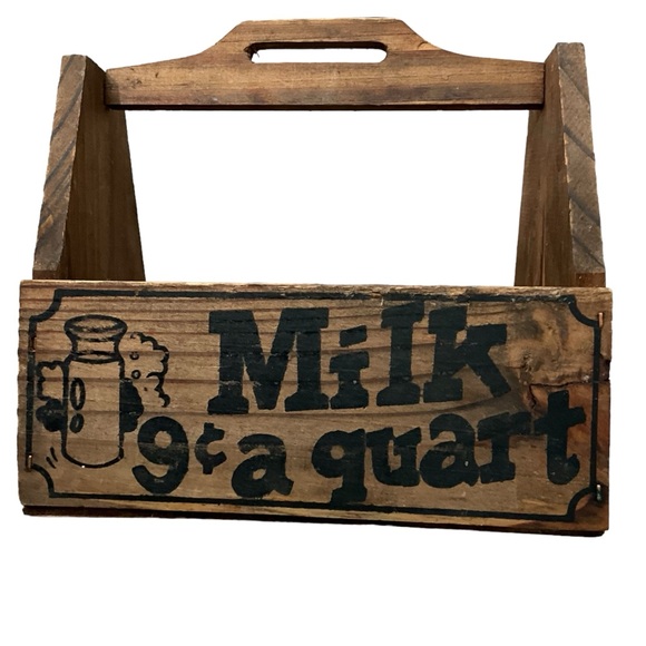 Vintage Rustic Small Wooden Crates With Handles Farmhouse Cottagecore Milk Eggs - Picture 3 of 9